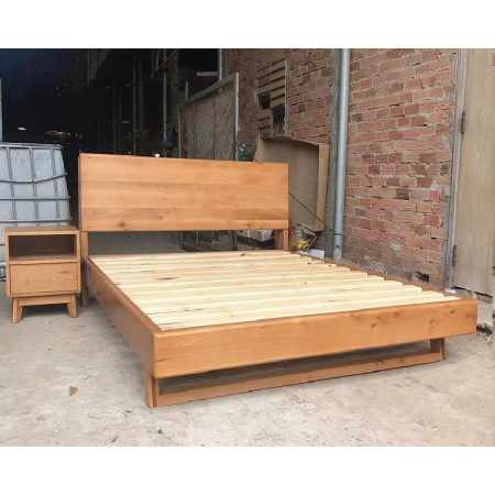 Solid Oak - Nệm 1m8 x 2m : Giường Ngủ Gỗ Sồi Chân Quỳ